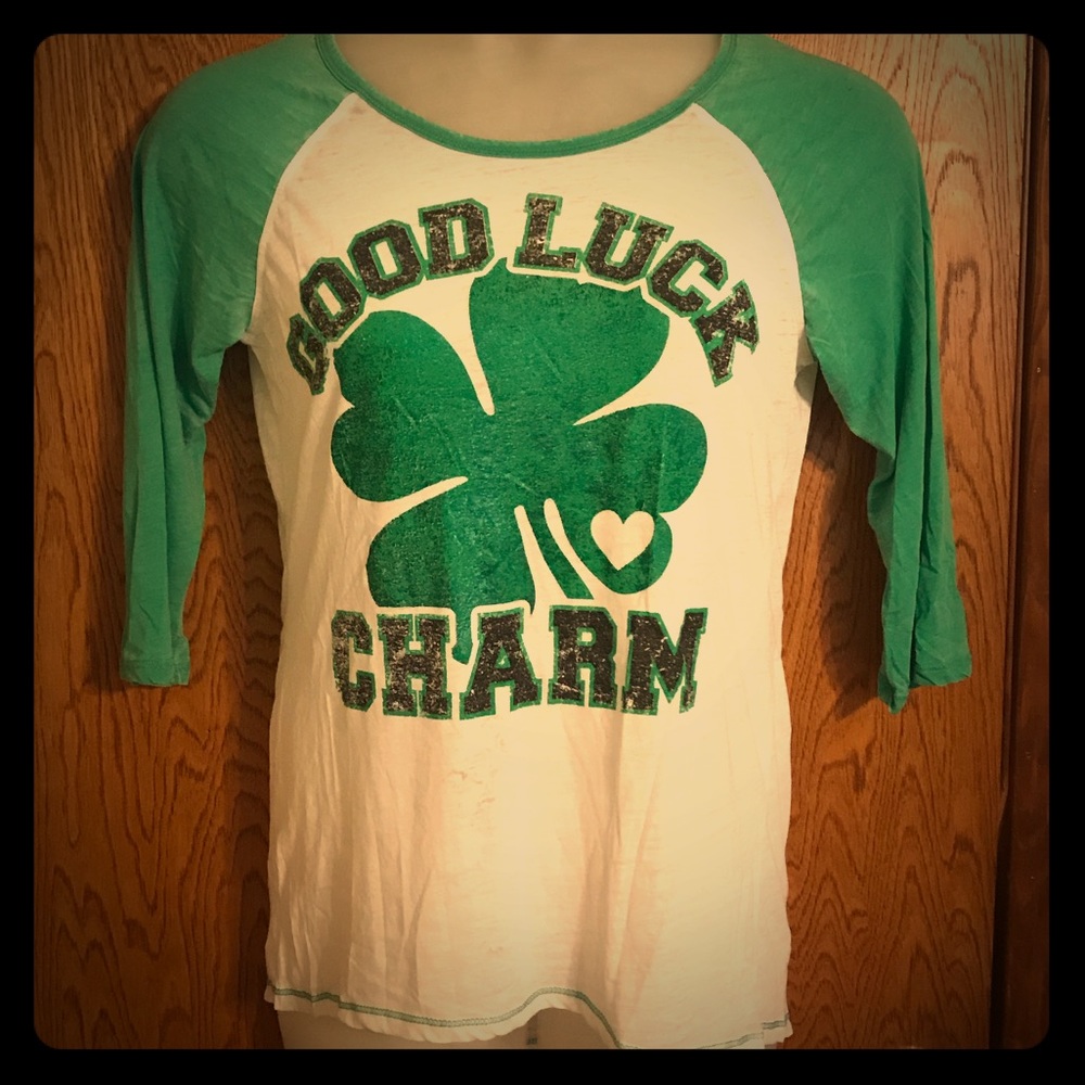 Good Luck Charm Shamrock Baseball Tee XL